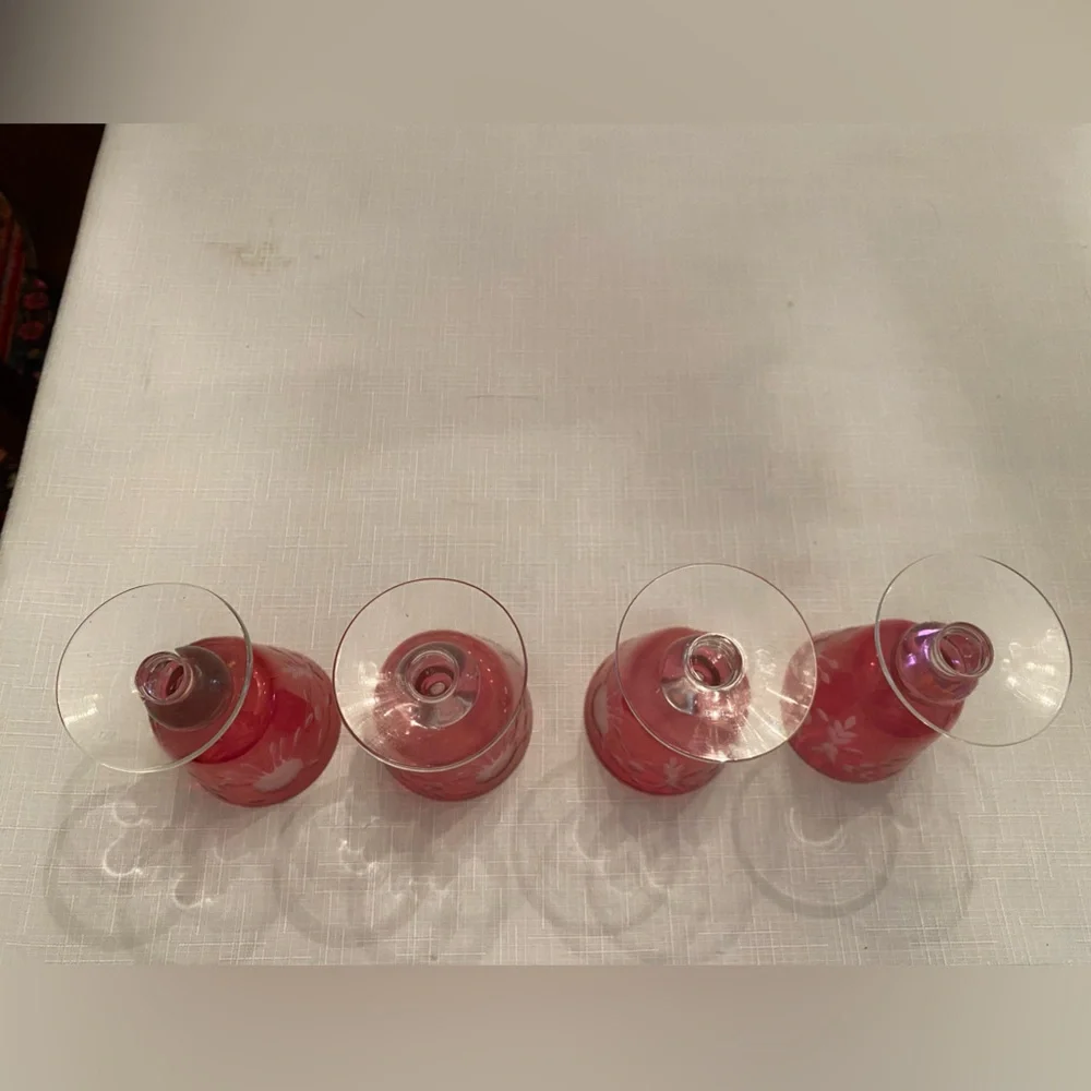Antique Glastonbury Cranberry Cordial Glasses Set of 4